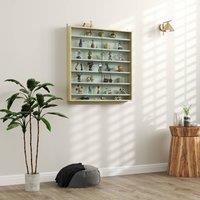 HOMCOM 7-Tier Wall Display Cabinet w/ Adjustable Shelves Glass Doors in Light Brown | Size: Large