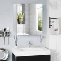 Kleankin Bathroom Mirror Cabinet Wall Mount Storage organiser w/ Door, White
