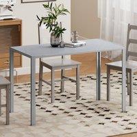 HOMCOM Modern Rectangular 4 Seater Dining Table with Tempered Glass Top in Grey | Size: 120 cm x 60 cm