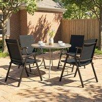 OUTSUNNY Folding Garden Chairs Set of 4 with High Back, Armrests in Black
