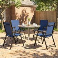 OUTSUNNY Folding Garden Chairs Set of 4 with High Back, Armrests in Blue