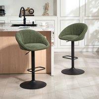 HOMCOM Swivel Bar Stools Set of 2 Height Adjustable Bar Chairs in Dark Green