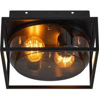 Nordlux Industrial Outdoor Ceiling Light Black Aluminium E27 Tinted Glass - Mains Powered, IP44
