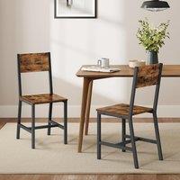 VASAGLE Industrial Steel Frame Dining Chair Set of 2 Kitchen Living in Brown