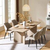 Kelvenix 2x Faux Leather Dining Chairs Soft Seat Angel Back for Kitchen in Khaki