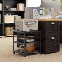 HOMCOM Mobile Printer Stand with Storage Printer Table for Home Office in Black