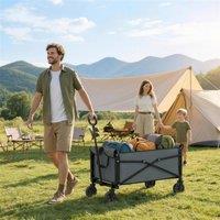 OUTSUNNY 81L Festival Trolley on Wheels, Garden Folding Trolley Cart in Grey