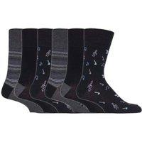 SOCKSHOP Gentle Grip Men's 6 Pack Elastic Cotton Socks for Poor Circulation in Black | Size: 6-11