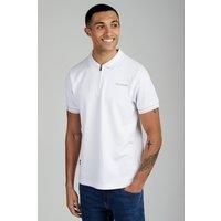 Firetrap Men's Regular Fit Textured Zip Up Polo Shirt in White | Size: Medium