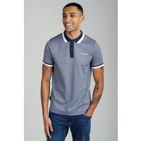 Firetrap Men's Regular Fit Cotton Rich Jacquard Polo in Navy | Size: Large