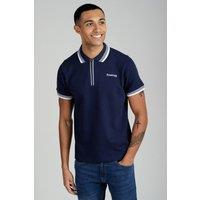Firetrap Men's Regular Fit Cotton Ottoman Zip Polo in Navy | Size: XL