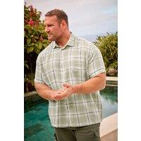 BadRhino Men's Check Print Short Sleeve Shirt in Light Green | Size: 5-6XL