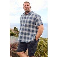BadRhino Men's Check Print Short Sleeve Shirt in Dark Blue | Size: 7-8XL