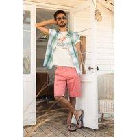 Weird Fish Men's Rayburn Cotton Flat Front Shorts in Light Red | Size: 36