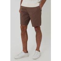 Threadbare Men's Cotton Regular Fit Stretch Chino Shorts in Brown | Size: 34R