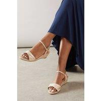 Wallis Women's Wide Fit Ranae Soft Twist Low Wedge Sandals in Gold | Size: 6