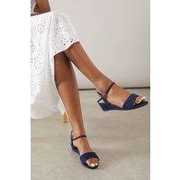 Wallis Women's Wide Fit Ranae Soft Twist Low Wedge Sandals in Navy | Size: 6