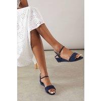Wallis Women's Wide Fit Ranae Soft Twist Low Wedge Sandals in Navy | Size: 7