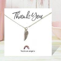 Aye Do Gifts Women's Angel Wing Necklace on Rainbow Thank You & Gift Card in Silver | Size: 18 inches
