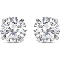 Jewelco London Women's Silver CZ 4 Claw Solitaire Stud Earrings 5mm 1.00ct