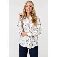 Izabel London Women's Embroidered Detail Long Sleeve Shirt in White | Size: 10