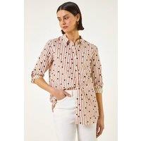 Roman Women's Floral Stripe Buttoned Shirt in Burgundy | Size: 10