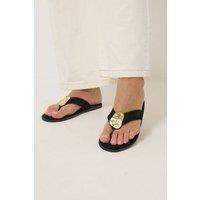 Yours Women's Disk Sandals In Extra Wide EEE Fit in Black | Size: 7EEE