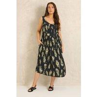 Evans Women's Printed Tie Waist Sundress in Black | Size: 30-32