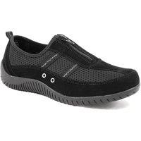 Pavers Women's Memory Foam Leather Slip On Trainers in Black | Size: 4