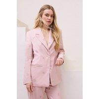 Oasis Women's Embellished Blazer in Blush | Size: 10