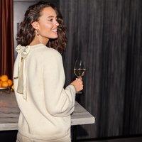 Lands' End Women's Bow-Back Jumper in Ivory | Size: 14-16