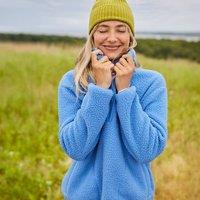 Lands' End Women's Cosy Sherpa Fleece Half Zip Pullover in Cobalt | Size: 16-18