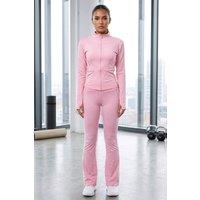 Femme Luxe Women's Zip Up Active Jacket & Stripe Side Track Trousers Co-Ord Set in Pink | Size: 8-10