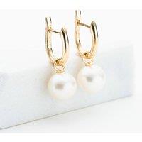 T.H.Baker Women's 9ct Yellow Gold Round Freshwater Pearl Dropper Earrings EOZ70069YG