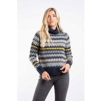 Weird Fish Women's Annecy Fair Isle Roll Neck Jumper in Midnight | Size: 10