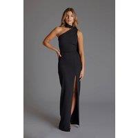 Vesper Women's Scarf Detail One Shoulder Maxi Dress in Black | Size: 12