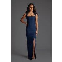 Vesper Women's Square Neck Bodycon Maxi Dress in Navy | Size: 14