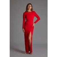 Vesper Women's Long Sleeve Maxi Dress with Low Back in Red | Size: 10