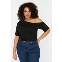 WOVCOR Women's Off the Shoulder Relaxed Fit Short Sleeve Top in Black | Size: XL