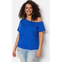 WOVCOR Women's Off the Shoulder Relaxed Fit Short Sleeve Top in Royal | Size: 2XL