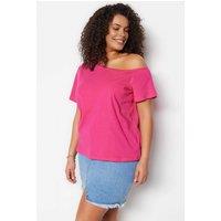 WOVCOR Women's Off the Shoulder Relaxed Fit Short Sleeve Top in Pink | Size: 6XL