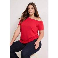WOVCOR Women's Off the Shoulder Relaxed Fit Short Sleeve Top in Red | Size: 4XL