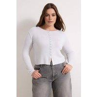 WOVCOR Women's Button Detail Ribbed Long Sleeve Fitted Top in Grey | Size: XL