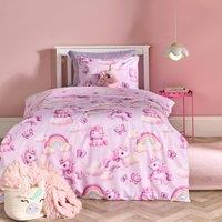 OHS Kids Unicorn Microfibre Bedding Set Duvet Cover with Pillowcase in Lilac | Size: Junior