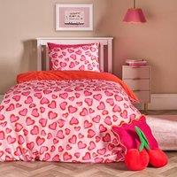 OHS Kids Hearts Leopard Microfibre Bedding Set Duvet Cover with Pillowcase in Pink | Size: Single