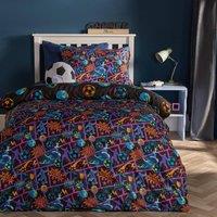 OHS Kids Comic Football Reversible Bedding Duvet Cover Set with Pillowcase | Size: Single
