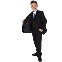 Cinda Men's 5 Piece Suits Wedding Page Boy Party Prom in Black | Size: 14-15 Years