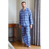 British Boxers Men's "Celt Navy" Tartan Brushed Cotton Pyjama Set in Navy | Size: Large