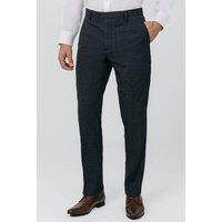 Dobell Men's Navy with Rust Check Suit Trousers | Size: 40S