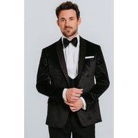 Dobell Men's Black Velvet Slim Fit 2 Piece Tuxedo with Shawl Lapel | Size: 36R